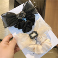 Korean Solid Yarn Rhinestone Bow Knot Scrunchies Hair Tie Elastic Band Ring Cute Girl Ponytail Head Rope Rubber Belle Femme